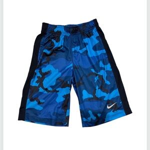 Nike Boys Dri-FIT Camo Athletic Shorts Youth Size M Blue Black